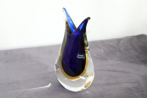 Blue and Yellow Murano Glass Vase from Formia, 1970s