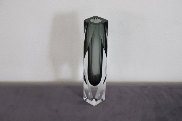 Art Glass Smoked Grey Vase attributed to Flavio Poli for A. Mandruzzato, 1960s