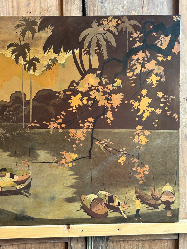 Lacquer Panel From Vietnam Circa 1950 Signed Lam - Vietnamese 