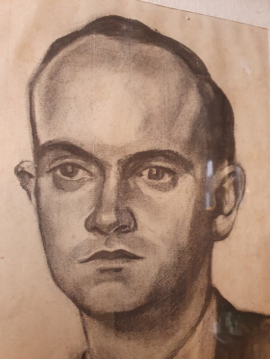 Portrait of a Man , Charcoal Drawing , Art Deco , XX°.