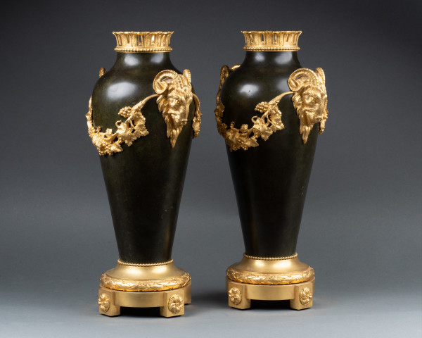 Paire de vases néoclassiques en bronze et bronze doré, fin XIXe / début XXe siècle 