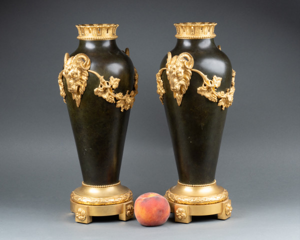 Paire de vases néoclassiques en bronze et bronze doré, fin XIXe / début XXe siècle 