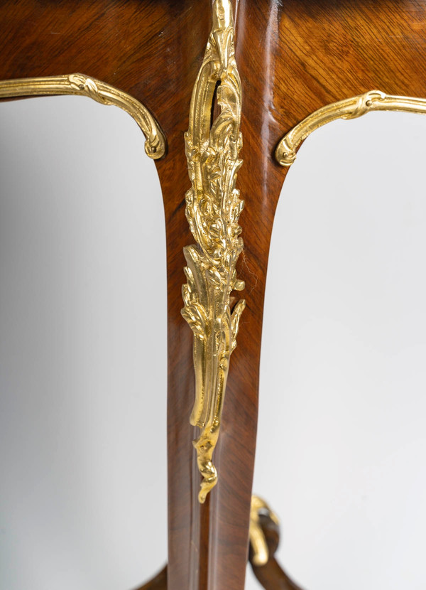 Pair of Louis XV style pedestal tables, early 20th century 