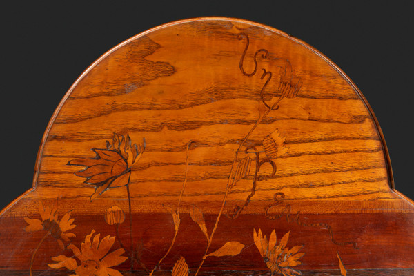 Art Nouveau Guéridon with Trillobed Top in Marquetry Decorated with Flowers by ÉMILE GALLÉ: