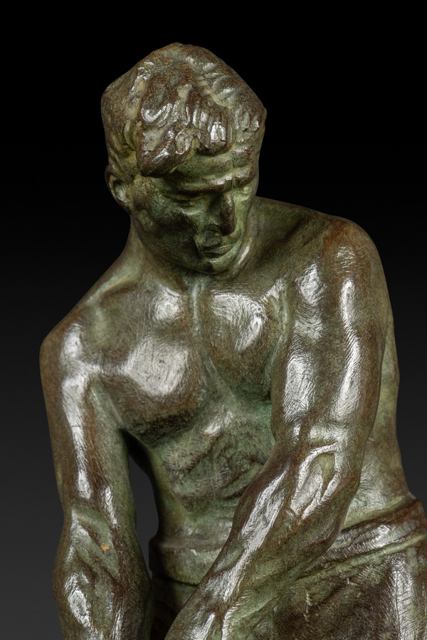 Small Art Deco bronze statue 'The Hammerer' by Victor Demanet (1895-1964): 