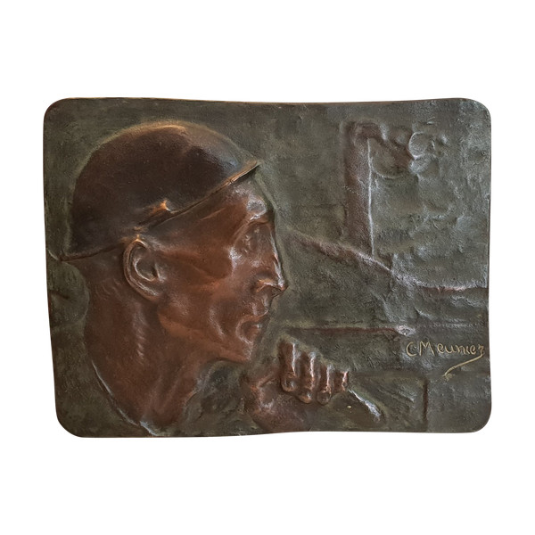 Bronzebasrelief "Der Bergmann" (1904) von CONSTANTIN MEUNIER (1831-1905)