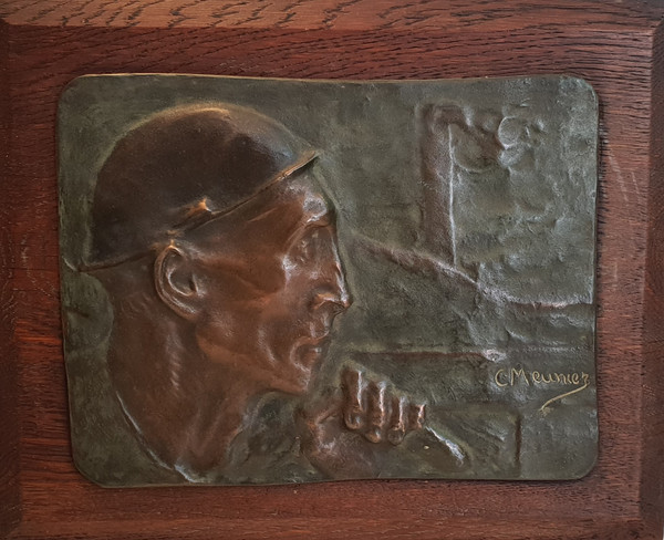 Bronzebasrelief "Der Bergmann" (1904) von CONSTANTIN MEUNIER (1831-1905)