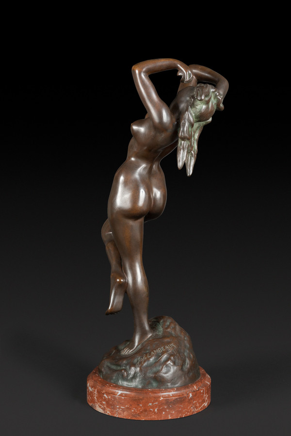 Statua in bronzo "LA DANZATRICE CON LE CASTAGNETTE" di JEF LAMBEAUX (1852 – 1908):