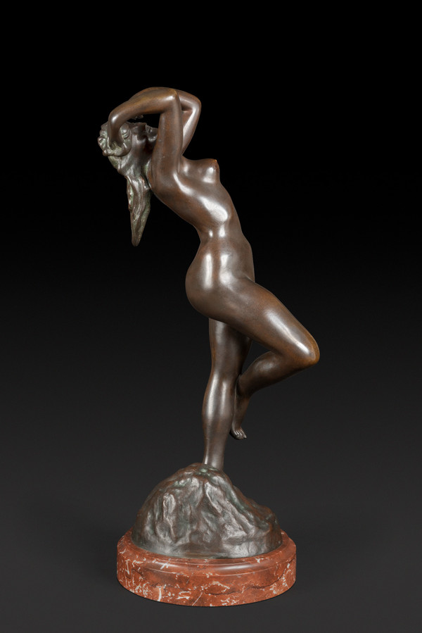 Statua in bronzo "LA DANZATRICE CON LE CASTAGNETTE" di JEF LAMBEAUX (1852 – 1908):