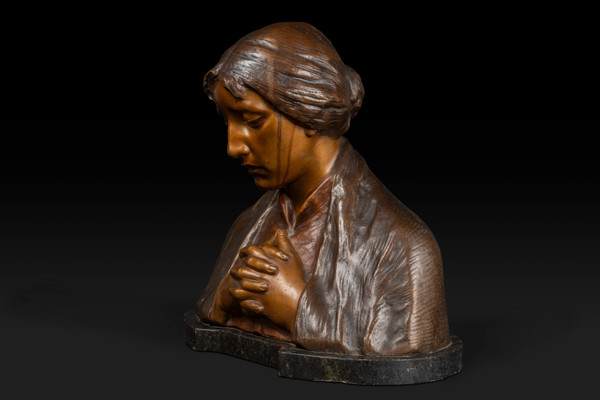 « MATER DOLOROSA » buste en bronze de Adolf Josef Pohl (1872-1930): 