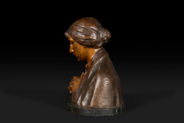 « MATER DOLOROSA » buste en bronze de Adolf Josef Pohl (1872-1930): 