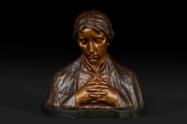 « MATER DOLOROSA » buste en bronze de Adolf Josef Pohl (1872-1930): 