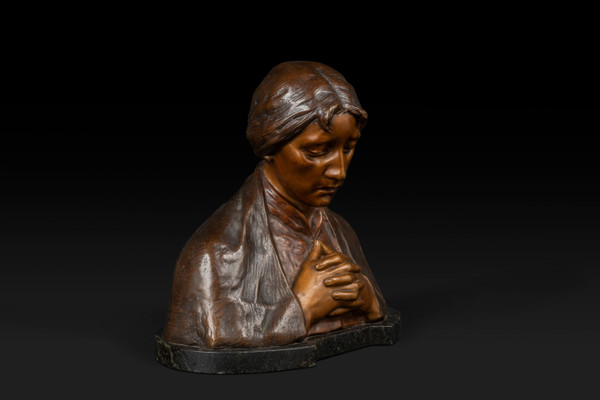 « MATER DOLOROSA » buste en bronze de Adolf Josef Pohl (1872-1930): 