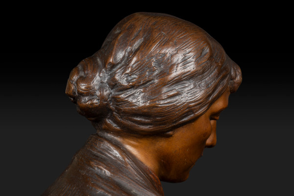 « MATER DOLOROSA » buste en bronze de Adolf Josef Pohl (1872-1930): 