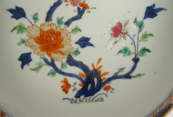 Pair Hollow Porcelain Dishes China Imari Flowers Peonies Qianlong XVIIIth