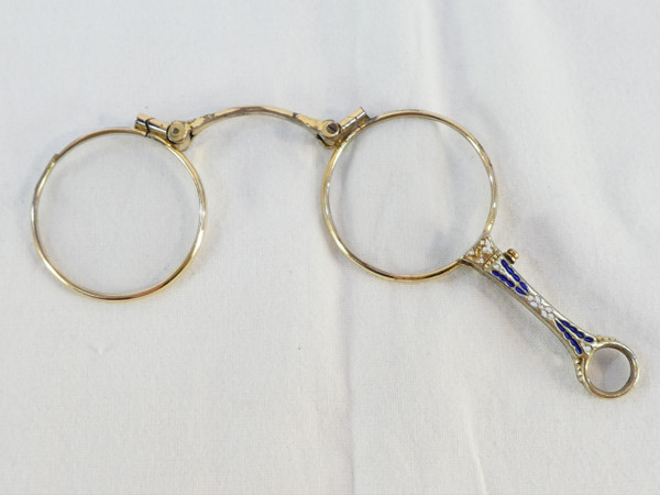 Glasses Lorgnon binocle Face a main in STERLING SILVER vermeil