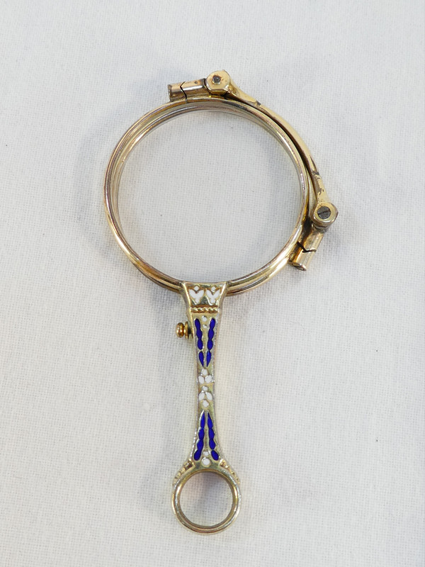 Glasses Lorgnon binocle Face a main in STERLING SILVER vermeil