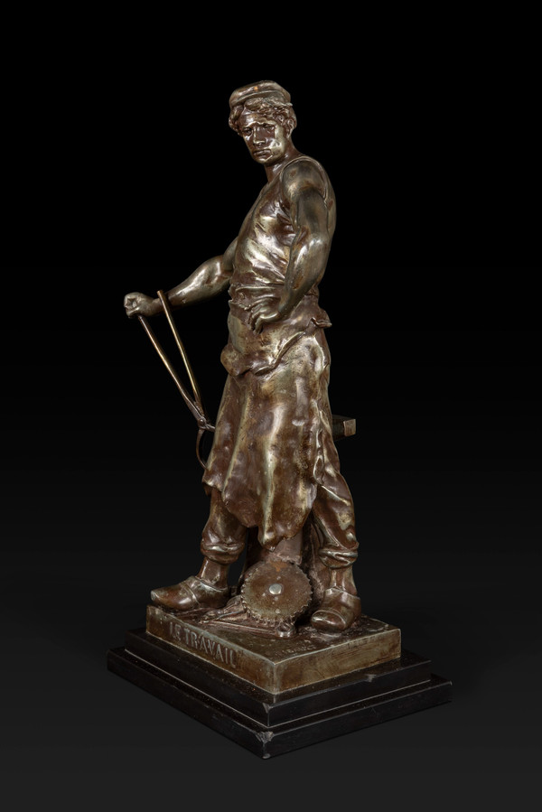 « LE TRAVAIL » statua in bronzo di Emile Louis Picault (1833-1915):