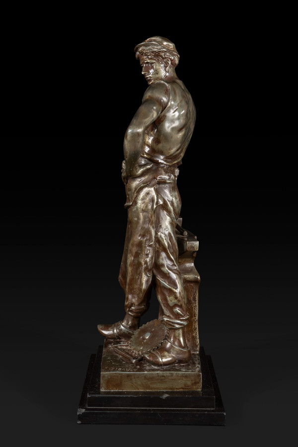 « LE TRAVAIL » statua in bronzo di Emile Louis Picault (1833-1915):