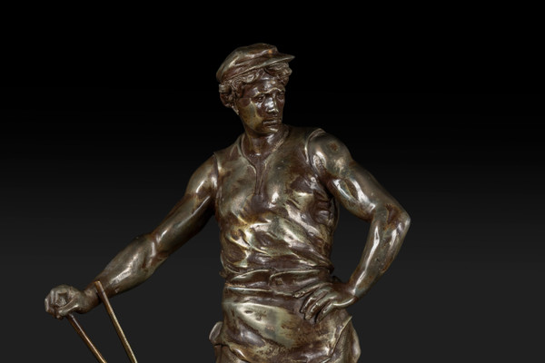 « LE TRAVAIL » statua in bronzo di Emile Louis Picault (1833-1915):