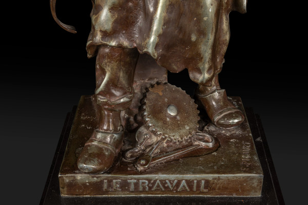 « LE TRAVAIL » statua in bronzo di Emile Louis Picault (1833-1915):