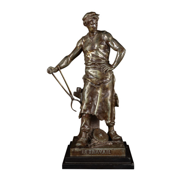 « LE TRAVAIL » statua in bronzo di Emile Louis Picault (1833-1915):