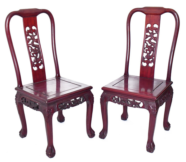 Suite of 10 Chinese chairs in red lacquer