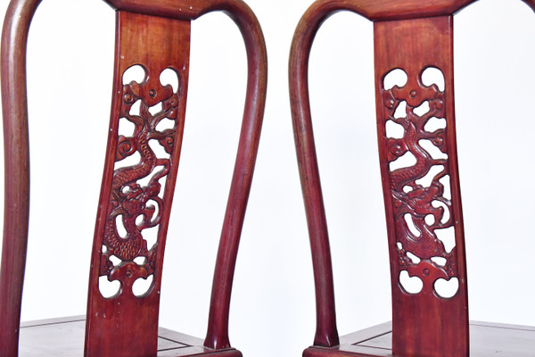 Suite of 10 Chinese chairs in red lacquer