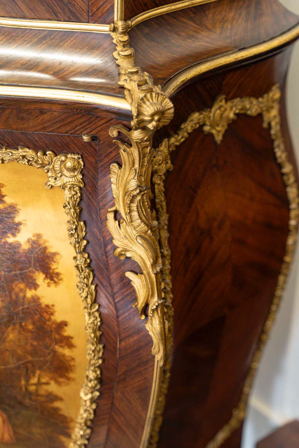 A Showcase In Marquetry And Martin Varnish Late 19th Century 