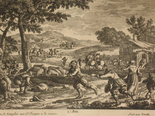 Wasser Erde Luft Feuer Radierungen von Gabriel Perelle (1604-1677) gerahmt 19.