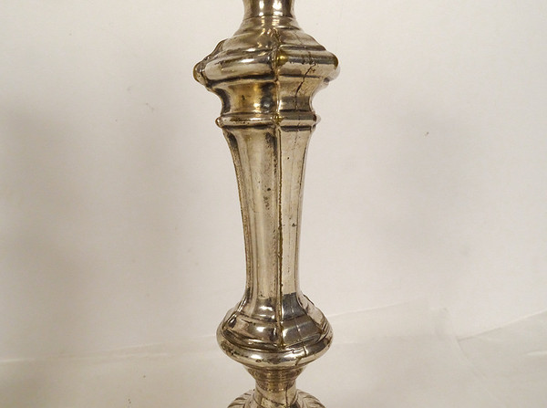 Pair of Regency Bronze Silvered Candlesticks XVIIIth Century