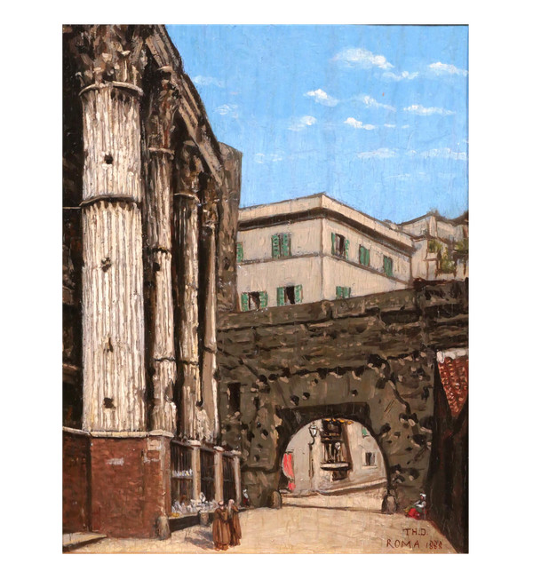 Painting Italy Rome Grand Tour temple ruins Roman antiquity impressionism