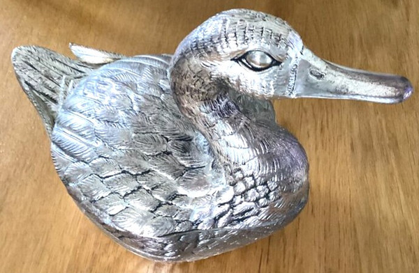 Canard En Métal Argenté Glacière De Table Mauro Manetti 1960