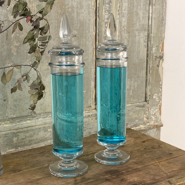 Pair of large 19th century pharmacy bottles