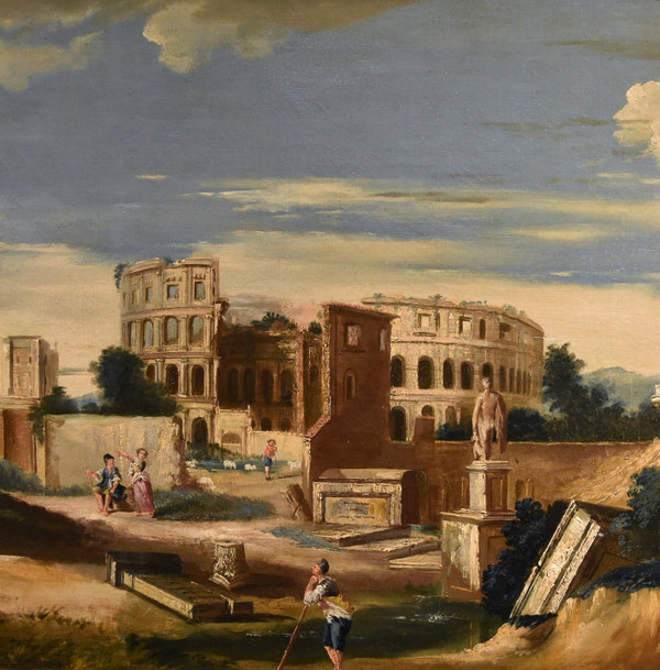 Architectural Capriccio With Ancient Classical Ruins, Jacob Fabris (venice, 1689 - 1761)