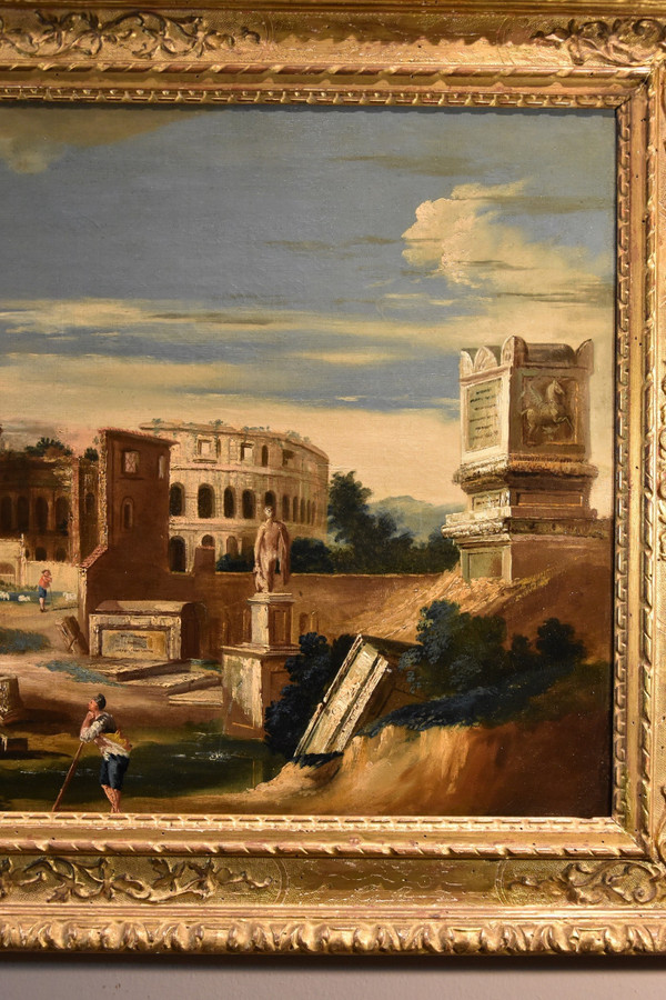 Architectural Capriccio With Ancient Classical Ruins, Jacob Fabris (venice, 1689 - 1761)