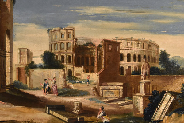 Architectural Capriccio With Ancient Classical Ruins, Jacob Fabris (venice, 1689 - 1761)