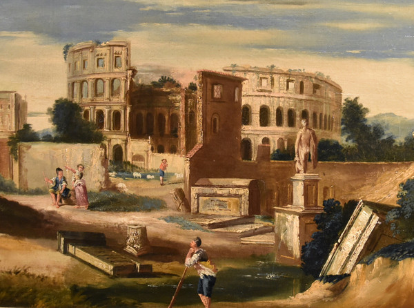 Architectural Capriccio With Ancient Classical Ruins, Jacob Fabris (venice, 1689 - 1761)