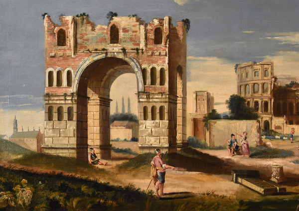 Architectural Capriccio With Ancient Classical Ruins, Jacob Fabris (venice, 1689 - 1761)