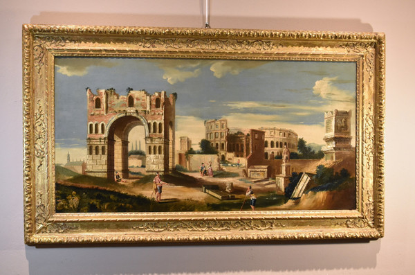 Architectural Capriccio With Ancient Classical Ruins, Jacob Fabris (venice, 1689 - 1761)