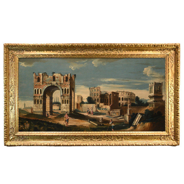 Architectural Capriccio With Ancient Classical Ruins, Jacob Fabris (venice, 1689 - 1761)