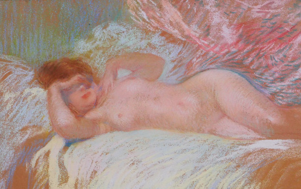 Henri Le Riche Pastell nackte Frau Zeichnung Gemälde Jugendstil Impressionismus