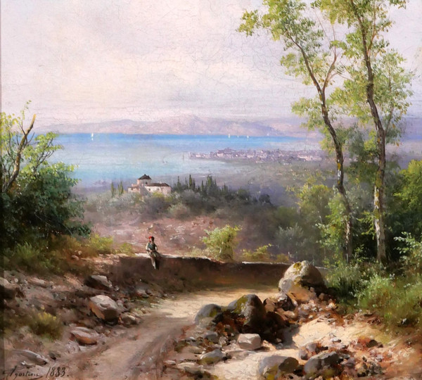 Agostini Livorno landscape, Italy, Tuscany, painting, Montenero