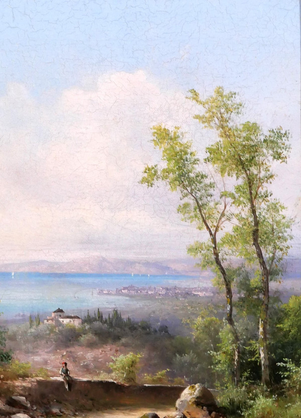 Agostini Livorno landscape, Italy, Tuscany, painting, Montenero