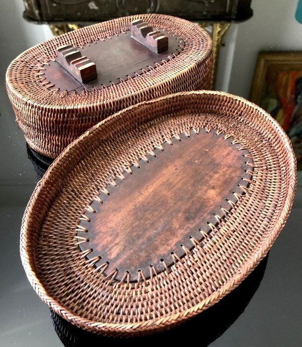 Indonesia, Island of Lombok, Mid-20th Century, Basketry Box. Decorated With A Turtle.