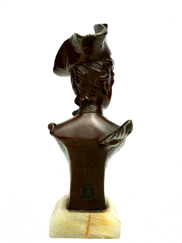 Van der Straeten - Busto in bronzo di donna con cappello a tricorno 