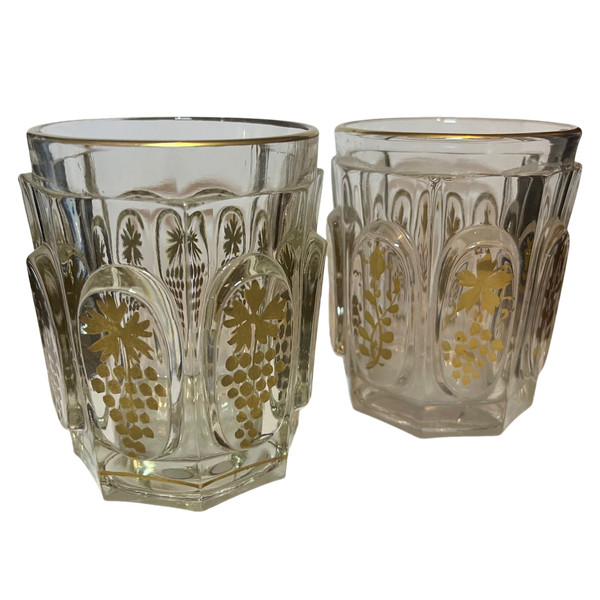 Two molded crystal goblets