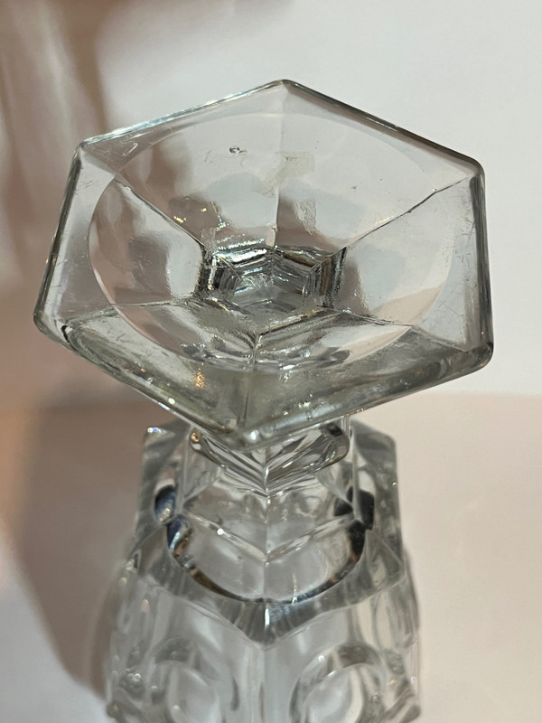 Large molded crystal stemmed glass, first half of the 19th century