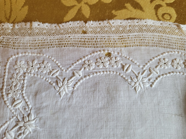 Two handkerchiefs embroidered with crowns and monograms, 19th century period