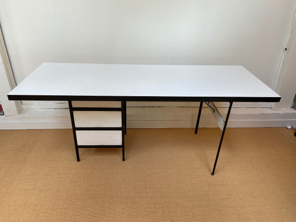 Large white and black desk designed by Georges Nelson and edited by Herman Miller